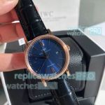 Copy IWC Portofino Blue Dial Rose Gold Diamond Bezel For Sale 